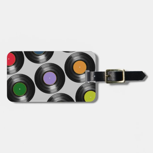 Étiquette À Bagage motif des enregistrements vinyle couleur (Devant horizontal)