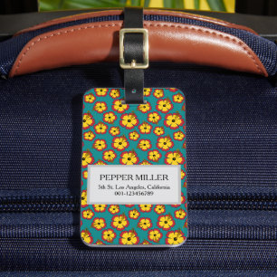 Étiquette À Bagage Motif des fleurs tropicales de l'Hibiscus rouge ja