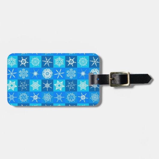 Étiquette À Bagage Motif des flocons bleus (Devant horizontal)