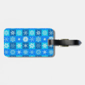Étiquette À Bagage Motif des flocons bleus (Dos horizontal)
