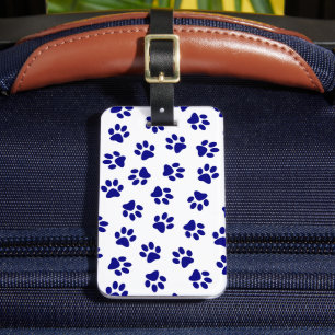 Étiquette À Bagage Motif Des Paws, Paws Chiens, Paws Bleus Marine