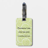 Étiquette À Bagage Motif Des Tranches De Chaux Vertes (Dos Vertical)