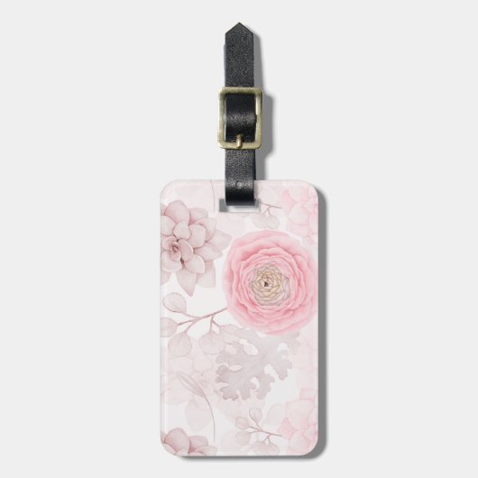 Étiquette À Bagage Motif d'été illustrant la réussite des fleurs rose (Devant Vertical)
