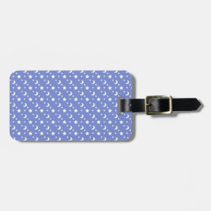 Étiquette À Bagage Motif d'étoiles et de lunes célestes sur fond bleu