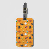 Étiquette À Bagage Motif d'Halloween mignon avec arrière - plan orang (Devant Vertical)