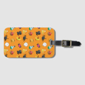 Étiquette À Bagage Motif d'Halloween mignon avec arrière - plan orang (Devant Horizontal)