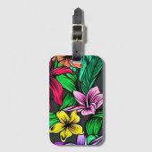 Étiquette À Bagage Motif d'hibiscus d'été tropical (Devant Vertical)