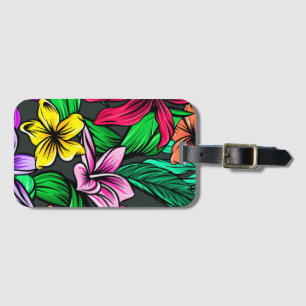 Étiquette À Bagage Motif d'hibiscus d'été tropical