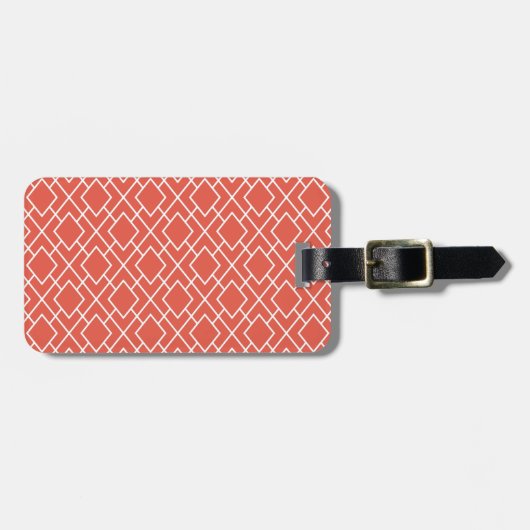 Étiquette À Bagage Motif diamant rose corail moderne et élégant (Devant horizontal)