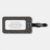 Étiquette À Bagage Motif d'impression moderne chic gris foncé (Dos horizontal)
