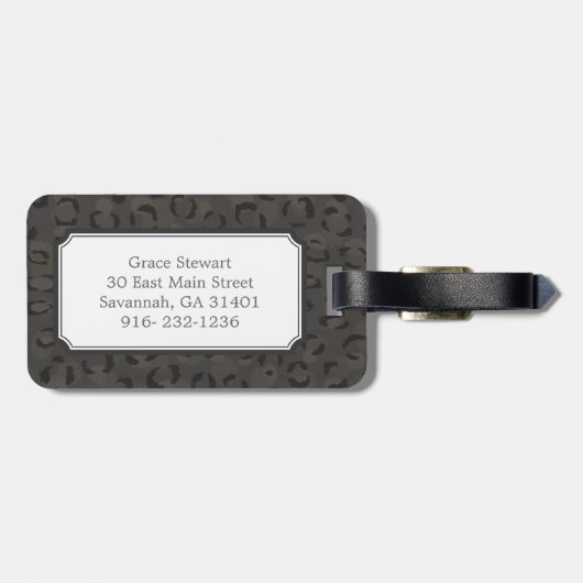 Étiquette À Bagage Motif d'impression moderne chic gris foncé (Dos horizontal)