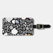 Étiquette À Bagage Motif d'oiseaux et de tasses (Devant horizontal)