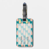Étiquette À Bagage Motif Doodle d'ananas| Monogramme (Dos Vertical)