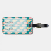 Étiquette À Bagage Motif Doodle d'ananas| Monogramme (Dos horizontal)