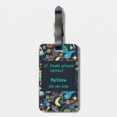 Étiquette À Bagage Motif Doodle de l'espace extra-atmosphérique (Dos Vertical)