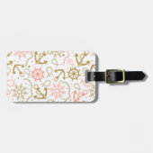Étiquette À Bagage Motif d'or d'Ancre (Devant horizontal)