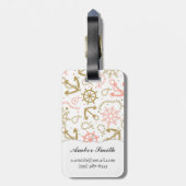 Étiquette À Bagage Motif d'or d'Ancre (Dos Vertical)