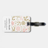 Étiquette À Bagage Motif d'or d'Ancre (Dos horizontal)