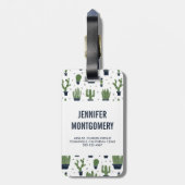 Étiquette À Bagage Motif du désert de cactus foncé rustique (Dos Vertical)