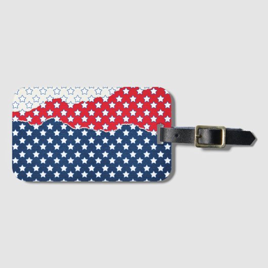 Étiquette À Bagage Motif du drapeau américain Red White & Blue Stars (Devant Horizontal)