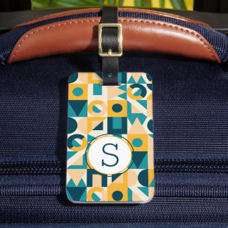 Étiquette À Bagage Motif élégant chevron coloré avec monogramme