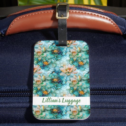 Étiquette À Bagage Motif Élégant de Nénuphar (Insitu Rectoal 2)