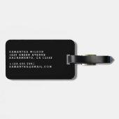 Étiquette À Bagage Motif Élégant En Marbre Noir Et Or (Dos horizontal)