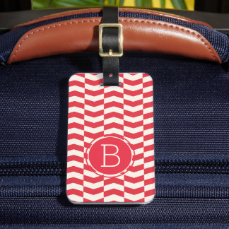 Étiquette À Bagage Motif élégant et coloré à chevrons avec monogramme