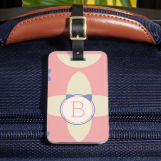 Étiquette À Bagage Motif élégant et coloré à chevrons avec monogramme