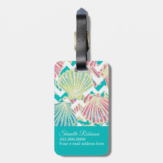 Étiquette À Bagage Motif Elegant Seashells (Dos Vertical)