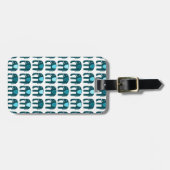 Étiquette À Bagage Motif Eléphants Bleus Cute CUSTOMISÉ (Devant horizontal)