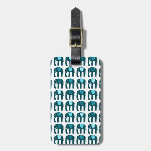 Étiquette À Bagage Motif Eléphants Bleus Cute CUSTOMISÉ (Devant Vertical)