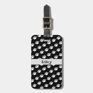 Étiquette À Bagage Motif Empreinte de patte blanc personnalisé