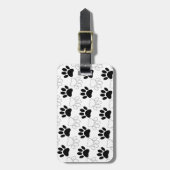 Étiquette À Bagage Motif Empreinte de patte de chien noir et blanc (Devant Vertical)
