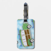 Étiquette À Bagage Motif en bois surfer (Dos Vertical)