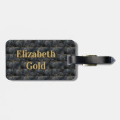 Étiquette À Bagage Motif en carreaux d'Onyx noir avec monogramme (Dos horizontal)