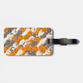 Étiquette À Bagage Motif en diagonale du chat noir blanc gingembre (Dos horizontal)