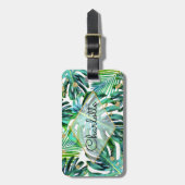 Étiquette À Bagage Motif en feuille de palmier de verdure de parties (Devant Vertical)