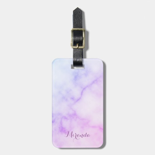 Étiquette À Bagage Motif en marbre arc-en-ciel avec nom personnalisé (Devant Vertical)