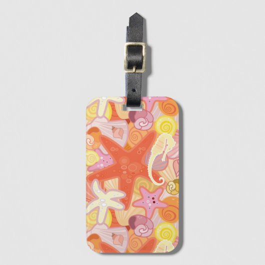 Étiquette À Bagage Motif en pastel de créature de mer (Devant Vertical)