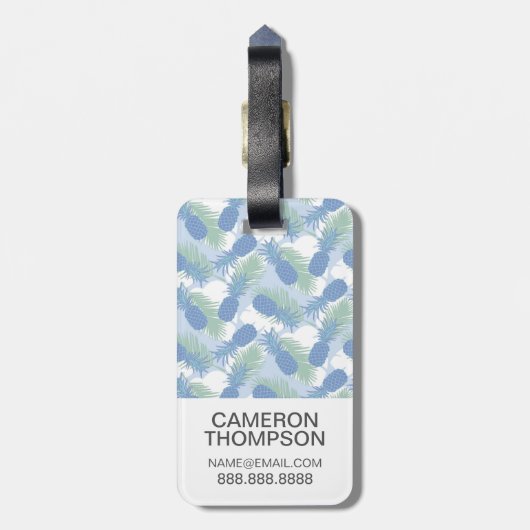 Étiquette À Bagage Motif en pastel tropical d'ananas de photo faite (Dos Vertical)