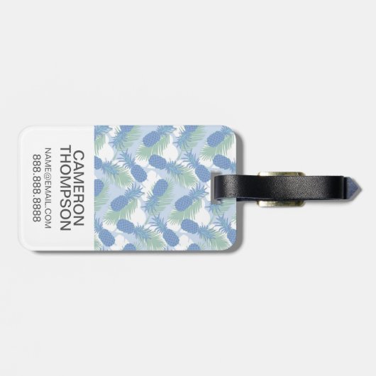 Étiquette À Bagage Motif en pastel tropical d'ananas de photo faite (Dos horizontal)
