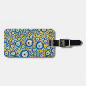 Étiquette À Bagage Motif en verre bleu grec d'amulette d'oeil mauvais (Devant horizontal)
