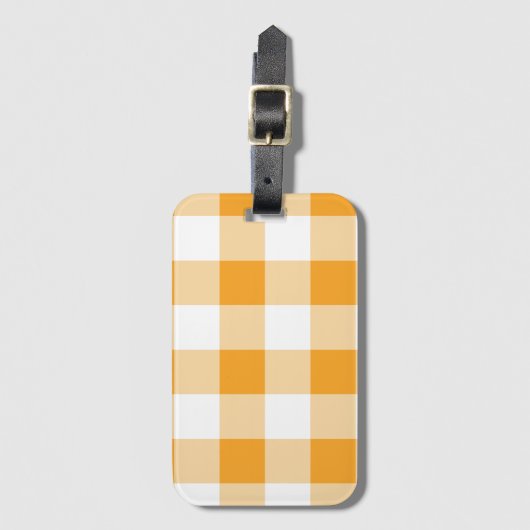 Étiquette À Bagage Motif En vichy jaune (Devant Vertical)