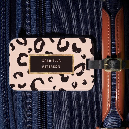 Étiquette À Bagage Motif et nom tendance léopard rose (Insitu Rectoal 4)