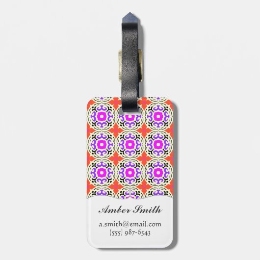 Étiquette À Bagage Motif ethnique avec des motifs marocains (Dos Vertical)