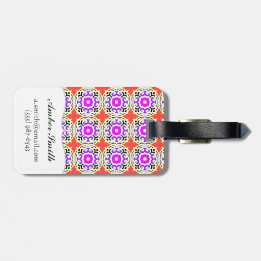 Étiquette À Bagage Motif ethnique avec des motifs marocains (Dos horizontal)