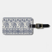 Étiquette À Bagage Motif ethnique bleu d'éléphant (Devant horizontal)