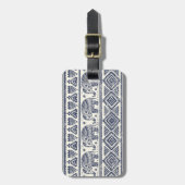 Étiquette À Bagage Motif ethnique bleu d'éléphant (Devant Vertical)