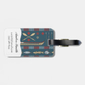 Étiquette À Bagage Motif ethnique de pêche (Dos horizontal)